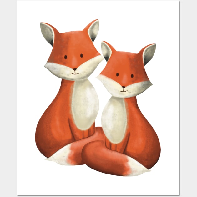 Friendly Foxes by Kate VanFloof Wall Art by KateVanFloof